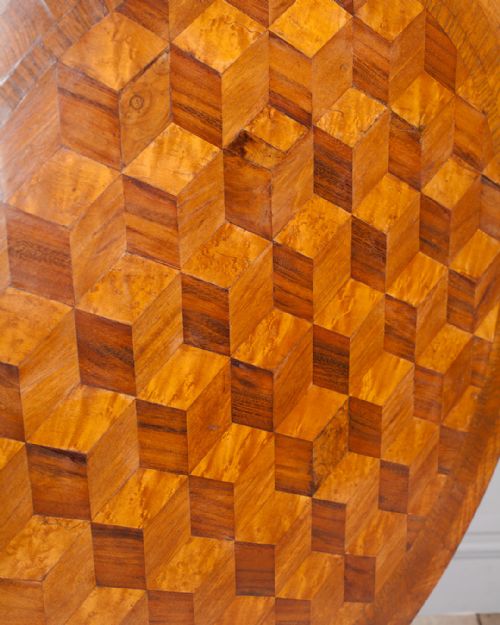 19TH CENTURY OAK AND PARQUETRY LAMP TABLE - ADDITIONAL PHOTO 3