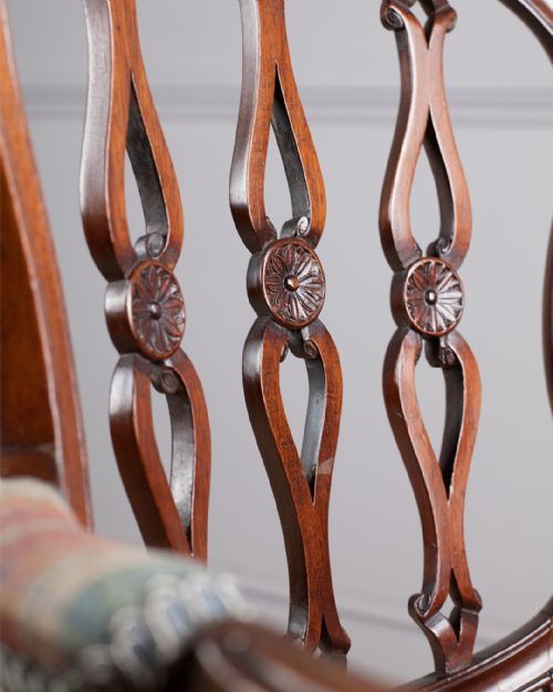 GEORGE III MAHOGANY OPEN ARM CHAIR - ADDITIONAL PHOTO 3