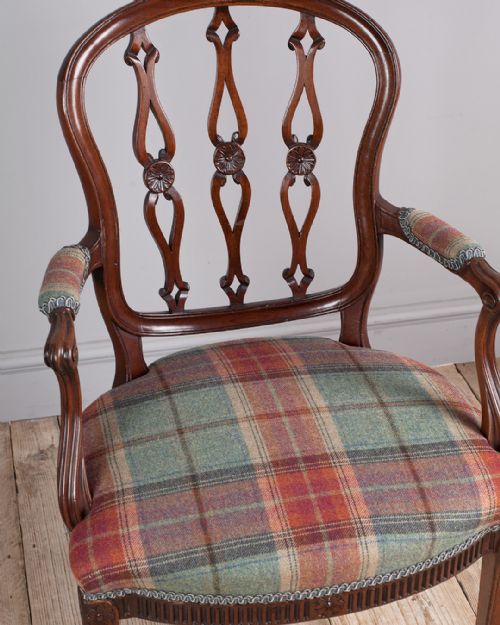 GEORGE III MAHOGANY OPEN ARM CHAIR - ADDITIONAL PHOTO 7
