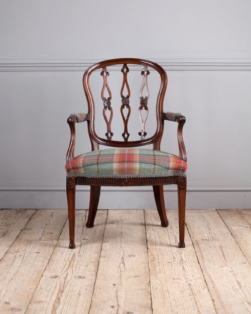 GEORGE III MAHOGANY OPEN ARM CHAIR - ADDITIONAL PHOTO 9