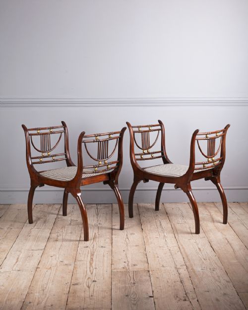 pair of edwardian rosewood window seats - CATEGORY: ANTIQUE FURNITURE - DATED EDWARDIAN