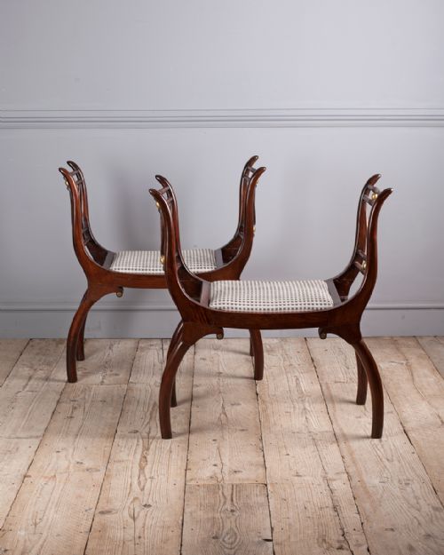 PAIR OF EDWARDIAN ROSEWOOD WINDOW SEATS - ADDITIONAL PHOTO 1