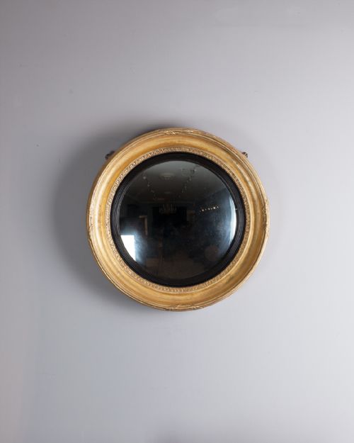 late regency gilt convex mirror - CATEGORY: ANTIQUE MIRRORS - DATED 19TH CENTURY