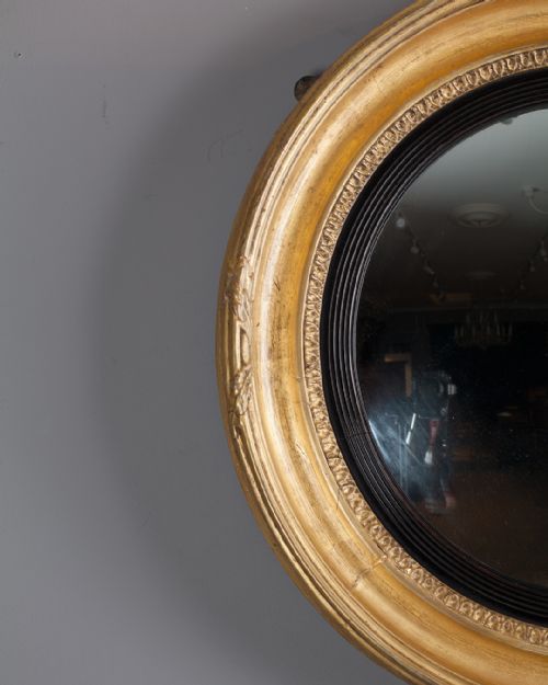 LATE REGENCY GILT CONVEX MIRROR - ADDITIONAL PHOTO 1