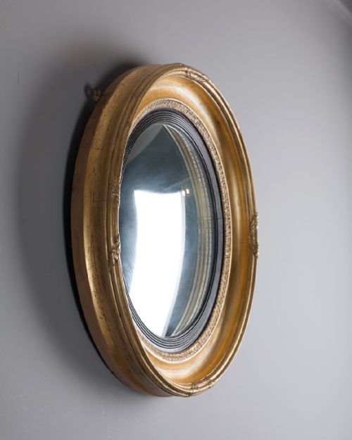 LATE REGENCY GILT CONVEX MIRROR - ADDITIONAL PHOTO 2