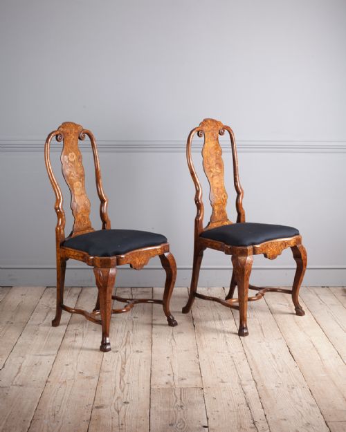 pair of 19th century dutch walnut and marquetry chairs - CATEGORY: ANTIQUE CHAIRS - DATED 19TH CENTURY