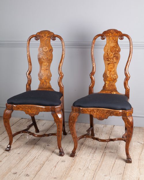 PAIR OF 19TH CENTURY DUTCH WALNUT AND MARQUETRY CHAIRS - ADDITIONAL PHOTO 2
