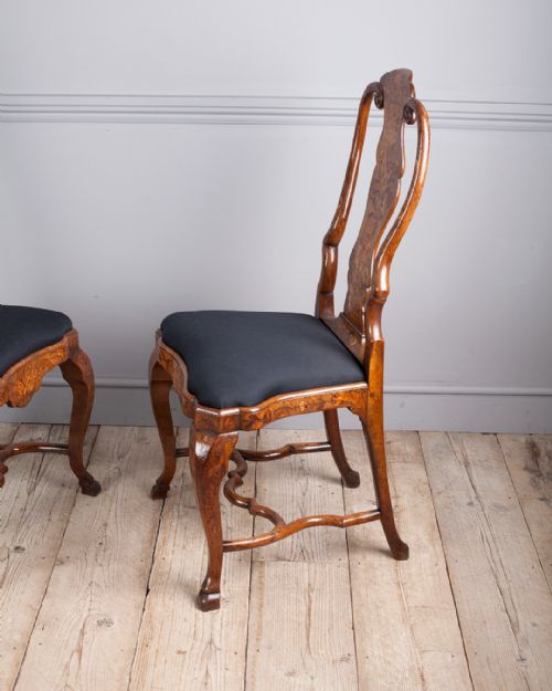 PAIR OF 19TH CENTURY DUTCH WALNUT AND MARQUETRY CHAIRS - ADDITIONAL PHOTO 4
