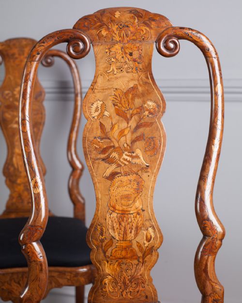 PAIR OF 19TH CENTURY DUTCH WALNUT AND MARQUETRY CHAIRS - ADDITIONAL PHOTO 5