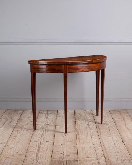 george iii mahogany demi lune tea table - CATEGORY: ANTIQUE TABLES - DATED GEORGIAN