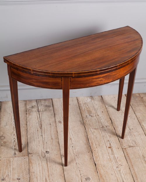 GEORGE III MAHOGANY DEMI LUNE TEA TABLE - ADDITIONAL PHOTO 2