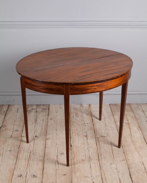 GEORGE III MAHOGANY DEMI LUNE TEA TABLE - ADDITIONAL PHOTO 4