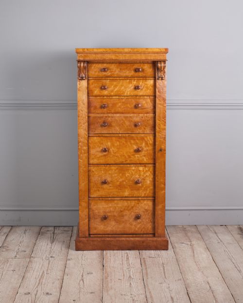 william iv birds eye maple wellington chest - CATEGORY: ANTIQUE CHEST OF DRAWERS - DATED 19TH CENTURY