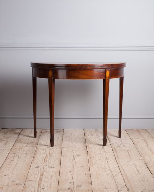 GEORGIAN MAHOGANY DEMI LUNE CARD TABLE - ADDITIONAL PHOTO 1