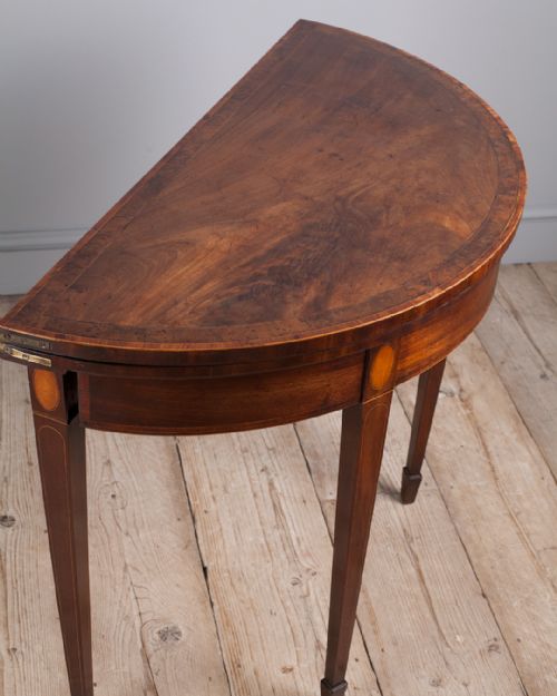 GEORGIAN MAHOGANY DEMI LUNE CARD TABLE - ADDITIONAL PHOTO 2
