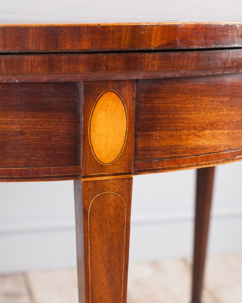 GEORGIAN MAHOGANY DEMI LUNE CARD TABLE - ADDITIONAL PHOTO 4