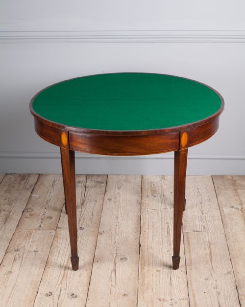 GEORGIAN MAHOGANY DEMI LUNE CARD TABLE - ADDITIONAL PHOTO 5