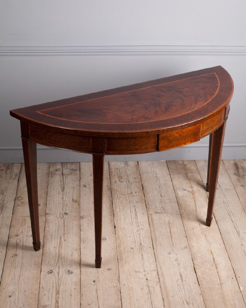 GEORGE III MAHOGANY DEMI LUNE CONSOLE TABLE - ADDITIONAL PHOTO 6