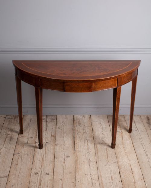 GEORGE III MAHOGANY DEMI LUNE CONSOLE TABLE - ADDITIONAL PHOTO 7