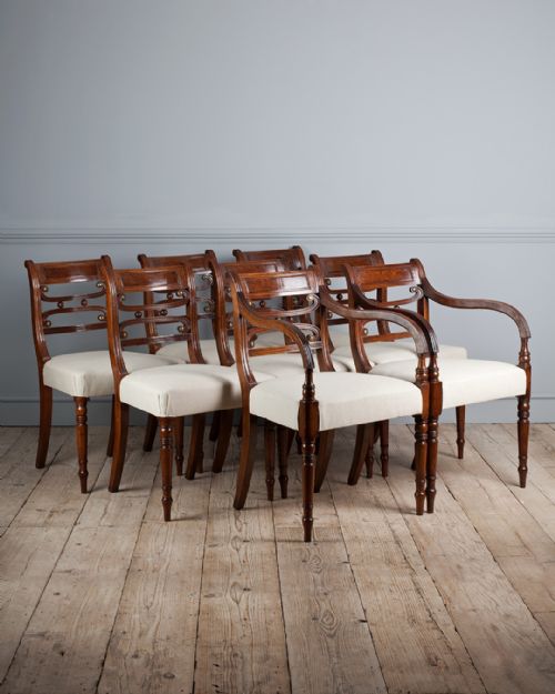 wonderful set of 8 regency mahogany dining chairs - CATEGORY: ANTIQUE CHAIRS - DATED REGENCY