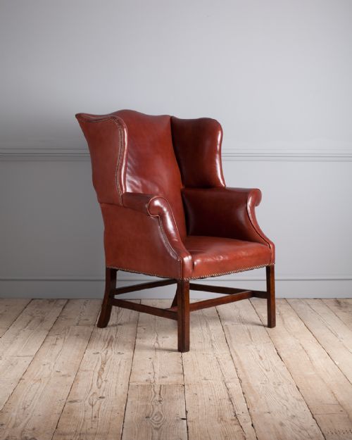 george iii mahogany and leather wing arm chair - CATEGORY: ANTIQUE CHAIRS - DATED 18TH CENTURY