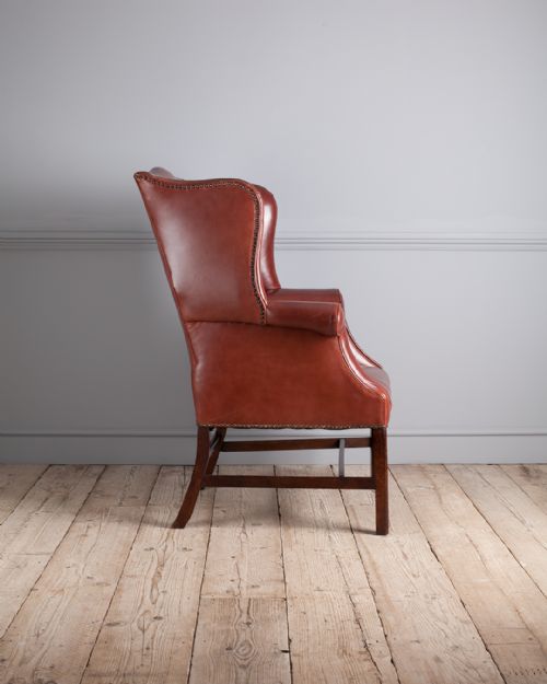 GEORGE III MAHOGANY AND LEATHER WING ARM CHAIR - ADDITIONAL PHOTO 1
