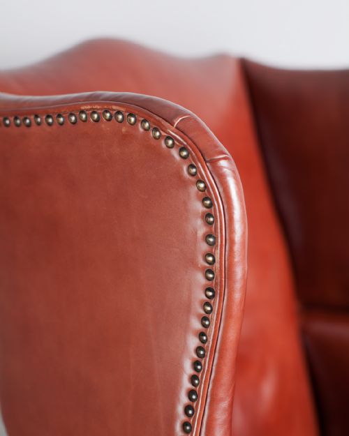 GEORGE III MAHOGANY AND LEATHER WING ARM CHAIR - ADDITIONAL PHOTO 6