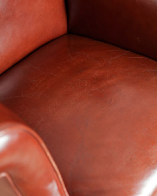 GEORGE III MAHOGANY AND LEATHER WING ARM CHAIR - ADDITIONAL PHOTO 7