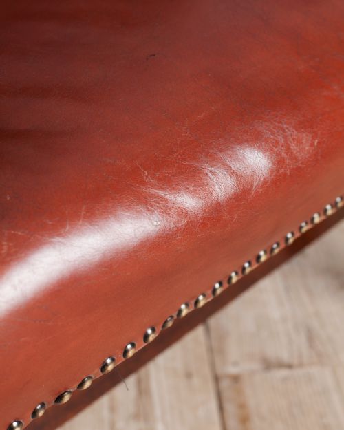 GEORGE III MAHOGANY AND LEATHER WING ARM CHAIR - ADDITIONAL PHOTO 8
