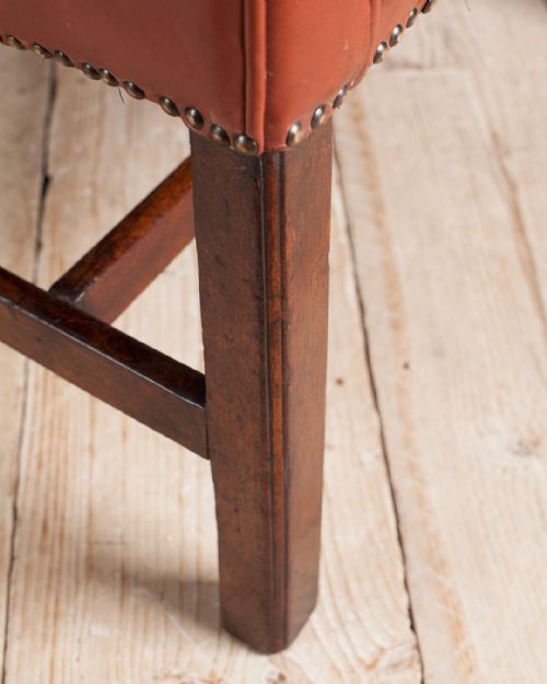 GEORGE III MAHOGANY AND LEATHER WING ARM CHAIR - ADDITIONAL PHOTO 9