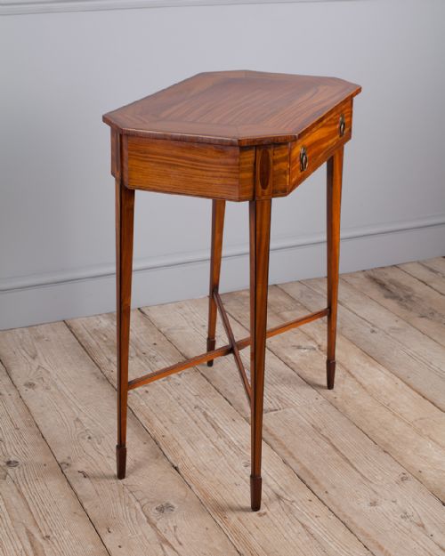 EDWARDIAN SATINWOOD OCTAGONAL WORK TABLE - ADDITIONAL PHOTO 3