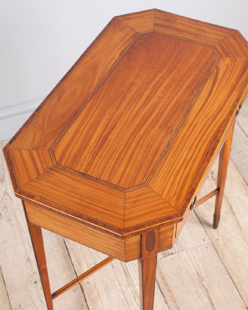 EDWARDIAN SATINWOOD OCTAGONAL WORK TABLE - ADDITIONAL PHOTO 4