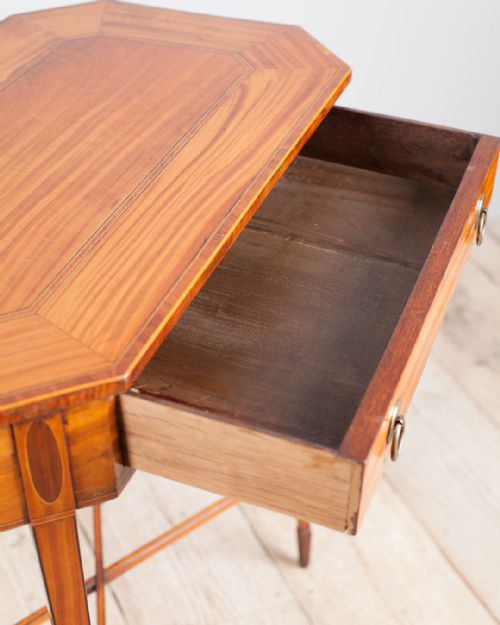 EDWARDIAN SATINWOOD OCTAGONAL WORK TABLE - ADDITIONAL PHOTO 6