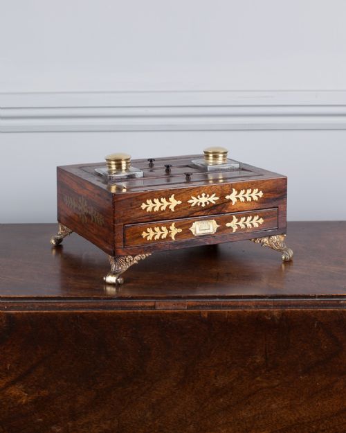 regency rosewood inkstand - CATEGORY: ANTIQUE MISCELLANEOUS - DATED REGENCY