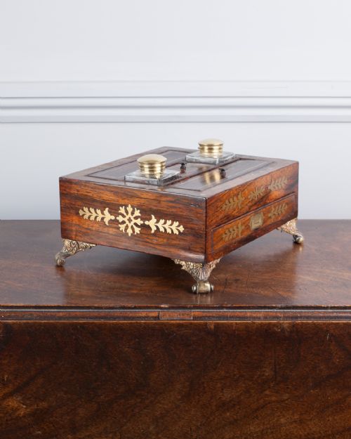 REGENCY ROSEWOOD INKSTAND - ADDITIONAL PHOTO 1