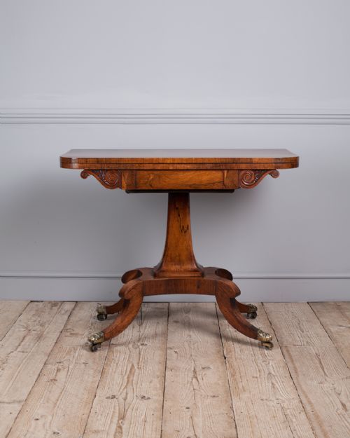 william iv rosewood pedestal card table - CATEGORY: ANTIQUE TABLES - DATED 19TH CENTURY