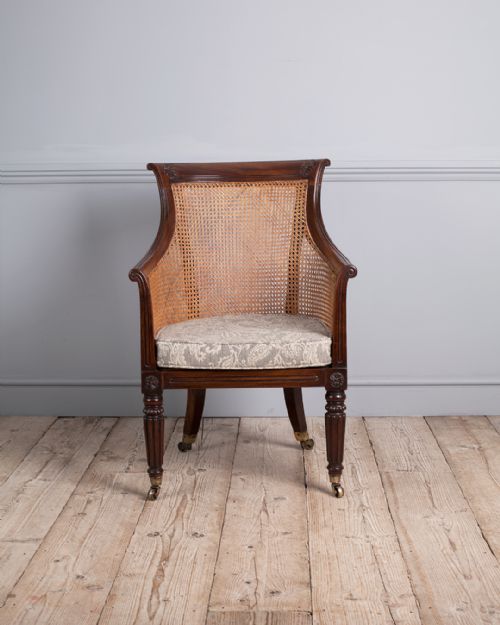LATE REGENCY MAHOGANY AND CANE BERGRE CHAIR - ADDITIONAL PHOTO 2