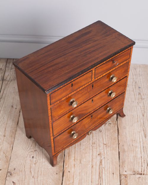 19TH CENTURY MAHOGANY MINIATURE CHEST OF DRAWERS - ADDITIONAL PHOTO 2