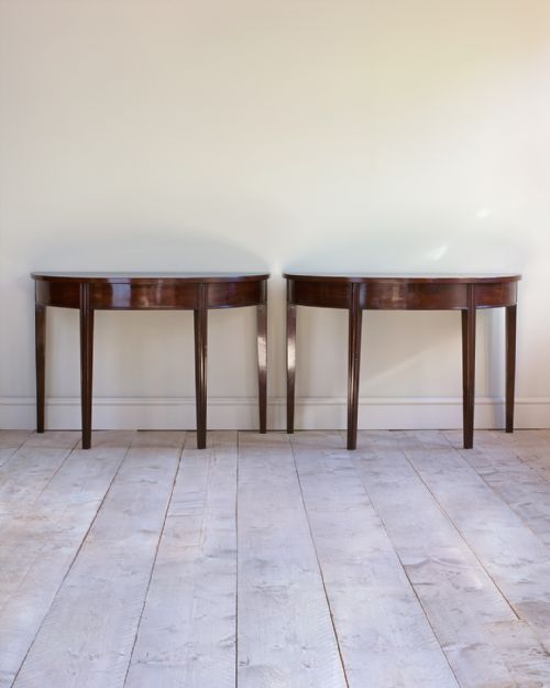 pair of george iii mahogany demi lune tables - CATEGORY: ANTIQUE TABLES - DATED 18TH CENTURY