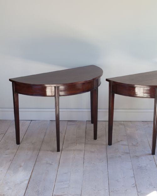 PAIR OF GEORGE III MAHOGANY DEMI LUNE TABLES - ADDITIONAL PHOTO 1