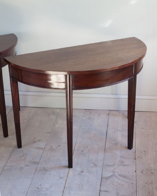 PAIR OF GEORGE III MAHOGANY DEMI LUNE TABLES - ADDITIONAL PHOTO 2