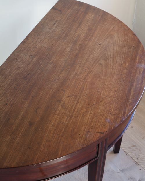 PAIR OF GEORGE III MAHOGANY DEMI LUNE TABLES - ADDITIONAL PHOTO 3
