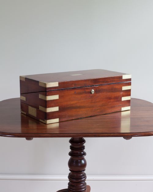 19th century brass bound mahogany writing box - CATEGORY: ANTIQUE BOXES - DATED 19TH CENTURY