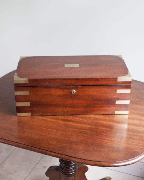 19TH CENTURY BRASS BOUND MAHOGANY WRITING BOX - ADDITIONAL PHOTO 3