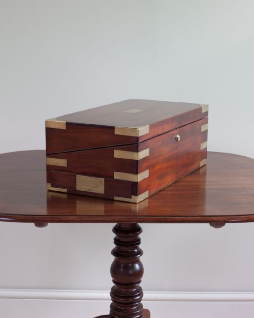 19TH CENTURY BRASS BOUND MAHOGANY WRITING BOX - ADDITIONAL PHOTO 4