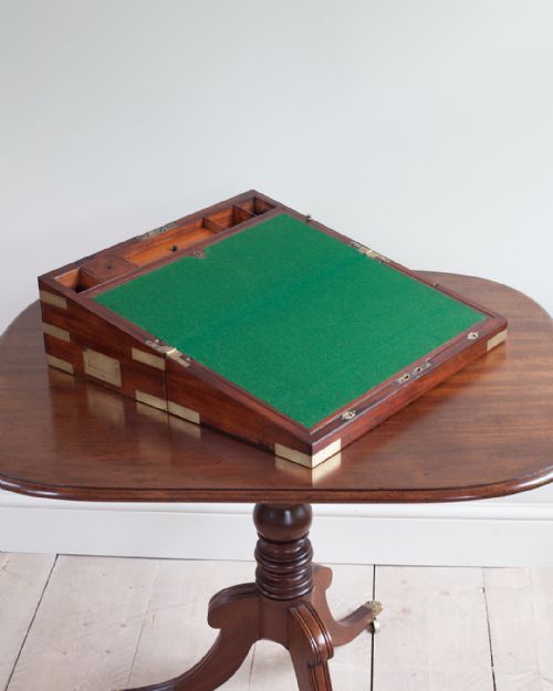 19TH CENTURY BRASS BOUND MAHOGANY WRITING BOX - ADDITIONAL PHOTO 6