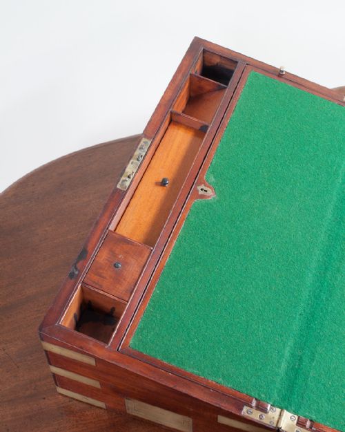 19TH CENTURY BRASS BOUND MAHOGANY WRITING BOX - ADDITIONAL PHOTO 7