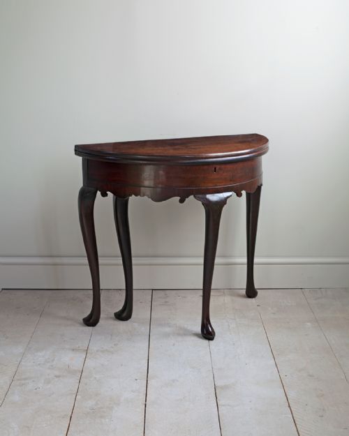 george ii cuban mahogany demi lune tea table - CATEGORY: ANTIQUE TABLES - DATED GEORGIAN