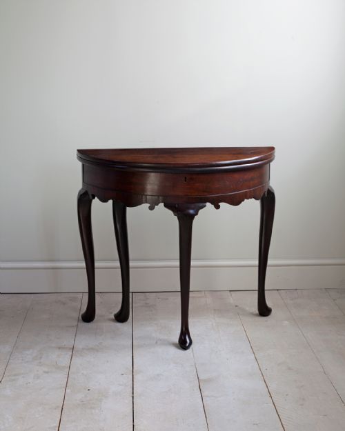 GEORGE II CUBAN MAHOGANY DEMI LUNE TEA TABLE - ADDITIONAL PHOTO 1