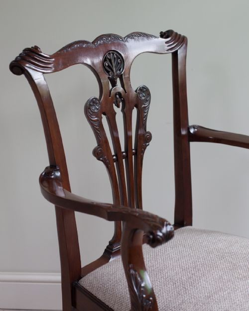 EXCEPTIONALLY FINE QUALITY 19TH CENTURY MAHOGANY OPEN ARM CHAIR - ADDITIONAL PHOTO 1
